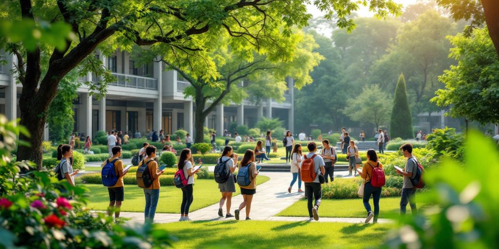 Mahasiswa di kampus universitas terbaik Indonesia.