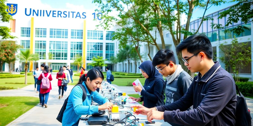 Gambaran kampus Universitas 10 November dengan mahasiswa teknik.