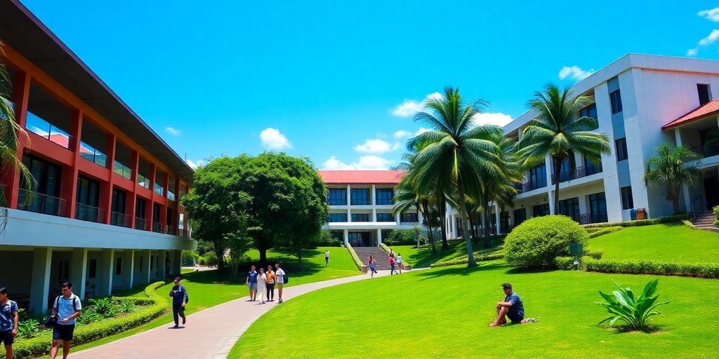 Pemandangan kampus Universitas Internasional Bali yang indah.